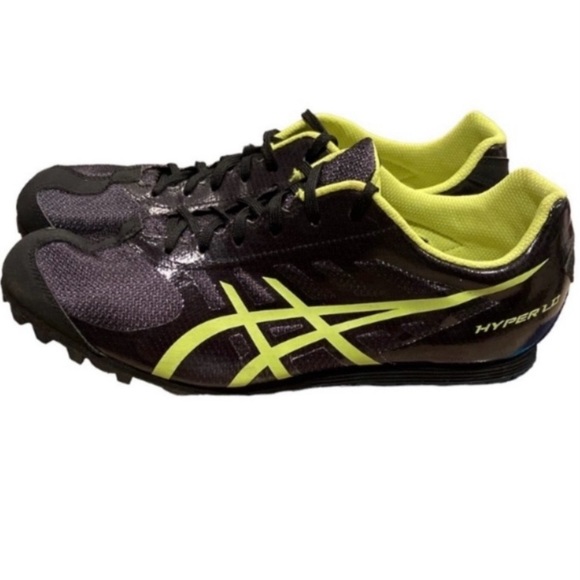 ASICS Men's Hyper LD 5 Track Shoe Spikes in Black Safety Yellow Like New Size 9 - Picture 1 of 10